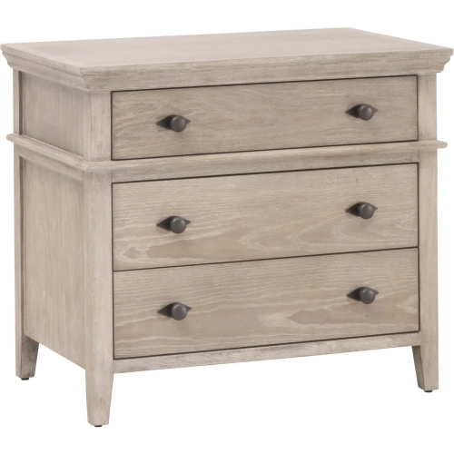 Oxford 3 Drawer Nightstand in White Washed Oak